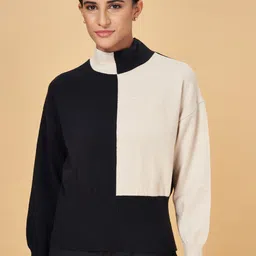 Annabelle by Pantaloons Colourblocked Turtle Neck Pullover-image-38