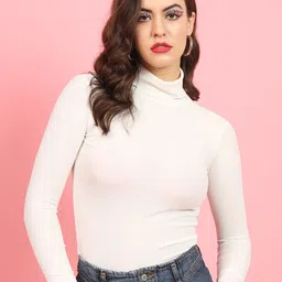 BAESD Ribbed Turtle Neck Long Sleeves Fitted Top-picture-36