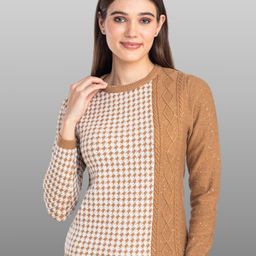 Moda Elementi Geometric Self Design Long Sleeve Pullover Woollen Sweater-image-45