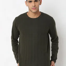 SPYKAR Striped Self Design Round Neck Cotton Pullover Sweater-image-54