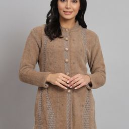 eWools Embroidered  Woollen Cardigan with Fuzzy Detail-image-23