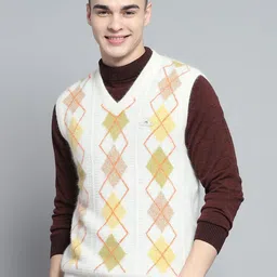 Monte Carlo Men Self Design V-Neck Sweater Vest-picture-8