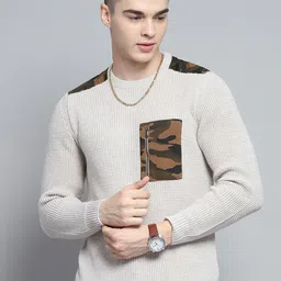 Monte Carlo Men Animal Self Design Woollen Pullover-image-91