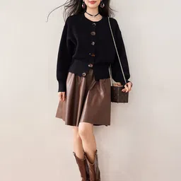 JC Collection Women Cable Knit Round Neck Cardigan-image-40