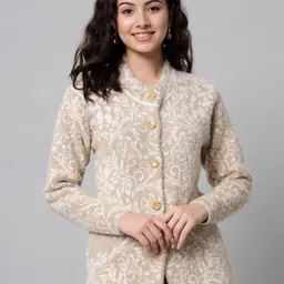 eWools Ethnic Motifs Printed Round Neck Woollen Cardigan-image-57