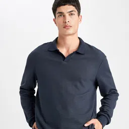 DeFacto Self Design Shirt Collar Pullover Sweatshirt-picture-53