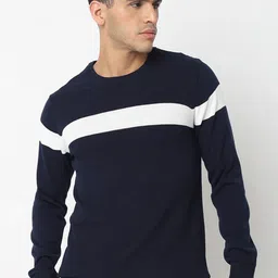 SPYKAR Striped Round Neck Cotton Pullover Sweater-image-12