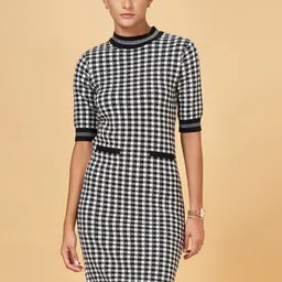 Annabelle by Pantaloons Checked Bodycon Dress-image-11