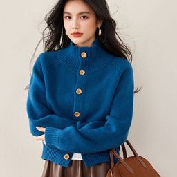JC Collection Women High Neck Cardigan Sweaters-image-80