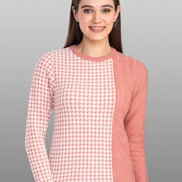 Moda Elementi Self Design Round Neck Pullover-image-45