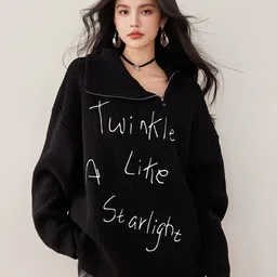 JC Collection Women Typography Self Design Longline Pullover-image-67