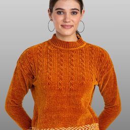 Moda Elementi Cable Knit Self Design Pullover Sweater-image-10
