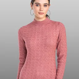 Moda Elementi Cable Knit Self Design Pullover Sweater-image-68