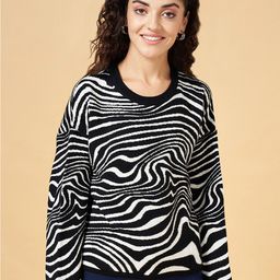 YU by Pantaloons Animal Printed Round Neck Long Sleeves Acrylic Pullover Sweatshirt-picture-16