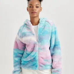 DeFacto Self Design Hooded Bomber Jacket-16