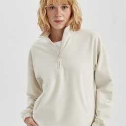 DeFacto Mock Collar Pullover Sweatshirt-1