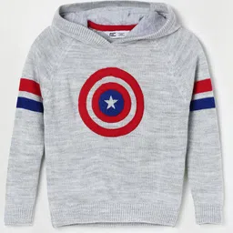 Fame Forever by Lifestyle Boys Grey Melange & Red Captain America Printed Pullover-image-85