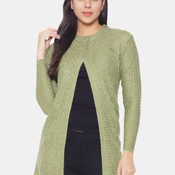 CLAPTON Cable Knit Woollen Longline Cardigan-image-53