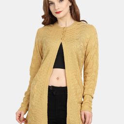 CLAPTON Self Design Woollen Longline Cardigan-image-76