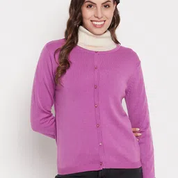 Madame Ribbed Round Neck Acrylic Cardigan-picture-24