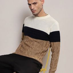 Campus Sutra Colourblocked Cotton Pullover-image-99