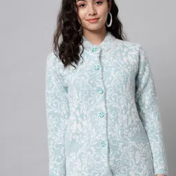 eWools Floral Self Design Acrylic Wool Cardigan-image-59