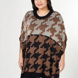 Honey Curvytude by Pantaloons Women Self Design Plus Size Fashion Poncho Sweaters-image-11