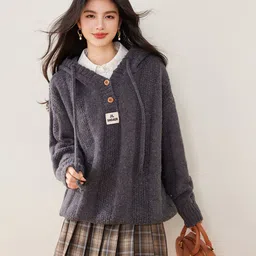JC Collection Women Self Design Cable Knit Hooded Pullover-image-62