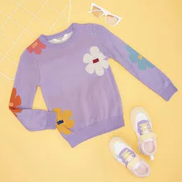 Pantaloons Junior Girls Floral Printed Pullover Sweater-picture-4