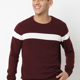 SPYKAR Colourblocked Round Neck Long Sleeves Cotton Pullover Sweater-image-48