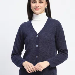 Madame Women Fashion Self Design Cardigan Sweaters-image-98