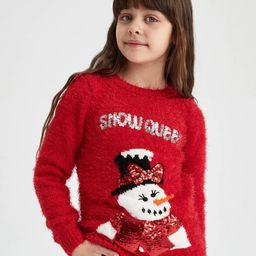 DeFacto Girls Red & White Printed Pullover-image-1