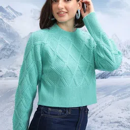Tokyo Talkies Self Design High Neck Pullover Sweater-image-20