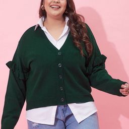 CURVY STREET Women Plus Size Acrylic Cardigan-19
