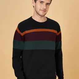 People Colourblocked Pure Cotton Pullover Sweater-image-4