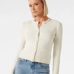 Forever New Open Knit Self Design Cardigan Sweater-image-11