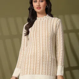 Juelle Women Self Design Longline Pullover Sweater-50