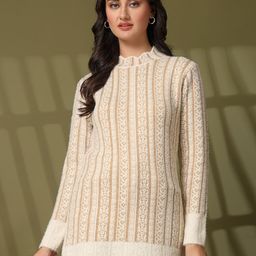 Juelle Women Self Design Longline Pullover Sweater-45
