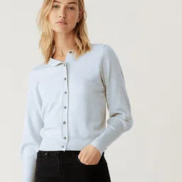 Marks & Spencer Women Grey Solid Cardigan-38