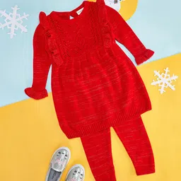 Pantaloons Baby Infants Girls Self Design Pure Cotton Tunic With Trousers-image-36