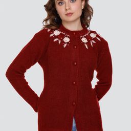 NITSLINE Self Design Round Neck Acrylic Longline Cardigan Sweater-3