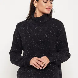 Madame Women Turtle Neck Acrylic T-shirt-image-36