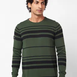 SPYKAR Striped Ribbed Cotton Pullover Sweater-image-59