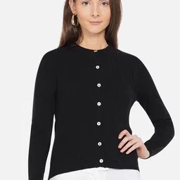 ARMISTO Women Black Woollen Cable Knit Cardigan-picture-23