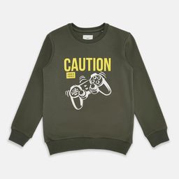 Pantaloons Junior Boys Green & Off White Typography Printed Pullover-image-59