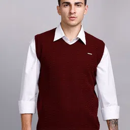 GODFREY Self Design Cable Knit Acrylic Sweater Vest-picture-13