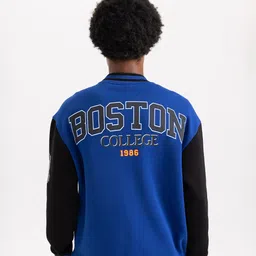DeFacto Typography Printed Mock Collar Front-Open Sweatshirt image 3