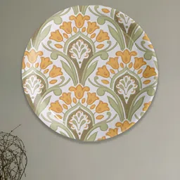 nestroots White & Yellow Floral Printed Wall Plate-image-93