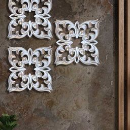 Art Street Pack of 3 White-Golden Plastic Square Wall Decor Plates-9