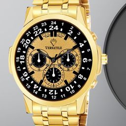 Versatile Men Bracelet Style Straps Analogue Watch- Gold Date watch-34